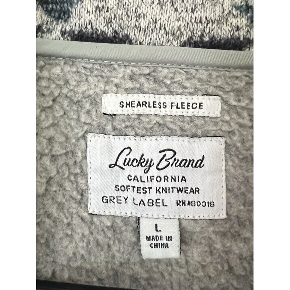 LUCKY BRAND SHEARLESS FLEECE Henley Collar 1/4 Snap Shirt Men's Size L   VGC - Picture 3 of 3